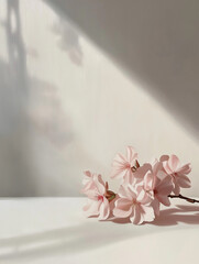 minimalist composition featuring a branch of cherry blossoms. It would also work well as a decorative piece, a background for text, or inspiration for floral or spring-themed projects.