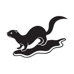 Otter Pup Sliding Playfully Silhouette Vector