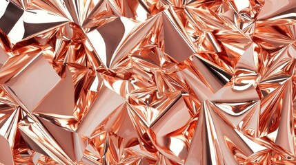 Reflective rose-gold polygonal abstract surface
