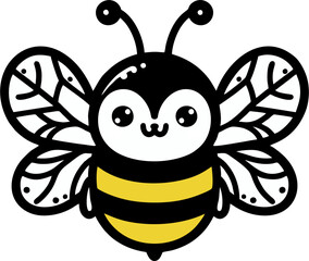 Cute Cartoon Bee Vector Illustration