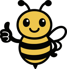Cute Cartoon Bee Giving Thumbs Up