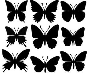 Obraz premium Set of Black Butterfly Silhouettes – Vector Collection
