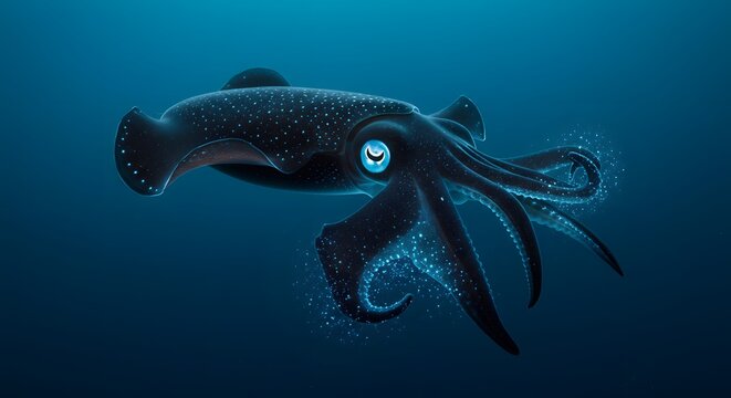 Vampire Squid in the Deep Sea Midnight Zone.