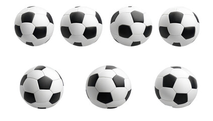 Soccer balls in various rotations