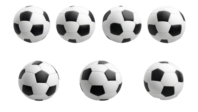 Soccer balls in various rotations