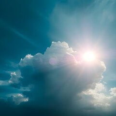 A photograph of a beautiful cloud in the sky with an eerie, creepy atmosphere, bright lens flare, light streaks, vibrant colors, dark tones, and unsettling details