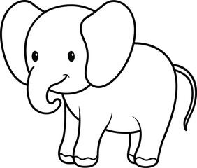 baby elephant cartoon line art