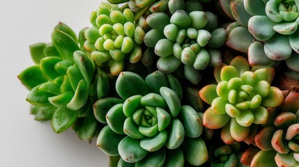 White background top-view shot of minimalist succulents with a banner and copy space, perfect for minimalist branding or social media graphics.