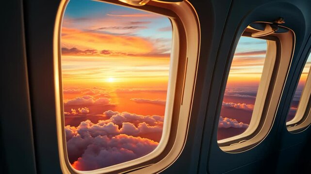 view from airplane window, air transportation concept, aviation industry, transport logistics, travel