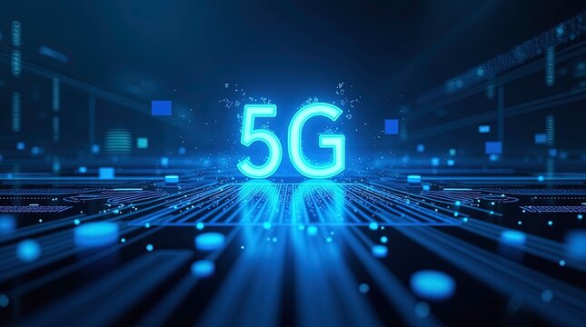 Futuristic 5G and AI Synergy: Dynamic Digital Interfaces in Technology 3d render