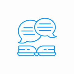 dialogue about book icon sign vector