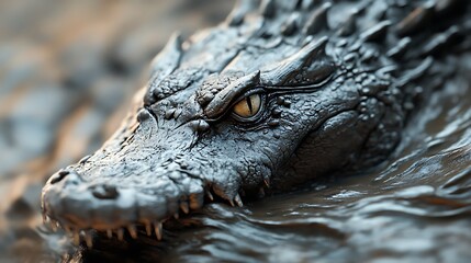 Obraz premium Alligator head in mud water