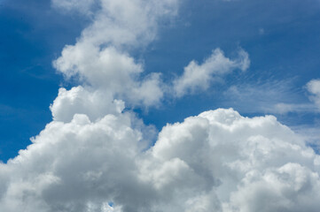 Cloudy Sky with Fluffy White Cumulus Clouds