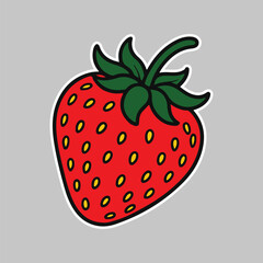 Cartoon Strawberry Illustration Red Fruit Graphic Design Element