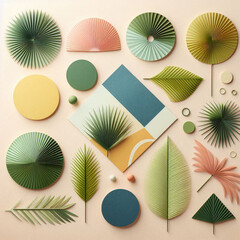 image, illustration, vector, 3d render of a set of different shapes, abstract floral background, seamless tile pattern, cross on the wall, abstract vector background, set of green leaves, set of seash