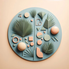 image, illustration, vector, 3d render of a set of different shapes, abstract floral background, seamless tile pattern, cross on the wall, abstract vector background, set of green leaves, set of seash