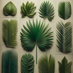 image, illustration, vector, 3d render of a set of different shapes, abstract floral background, seamless tile pattern, cross on the wall, abstract vector background, set of green leaves, set of seash