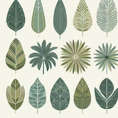 image, illustration, vector, 3d render of a set of different shapes, abstract floral background, seamless tile pattern, cross on the wall, abstract vector background, set of green leaves, set of seash