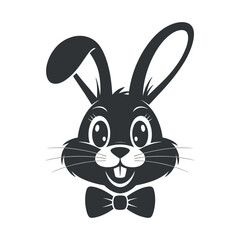 Adorable Cartoon Bunny Rabbit Face with Bow Tie Illustration