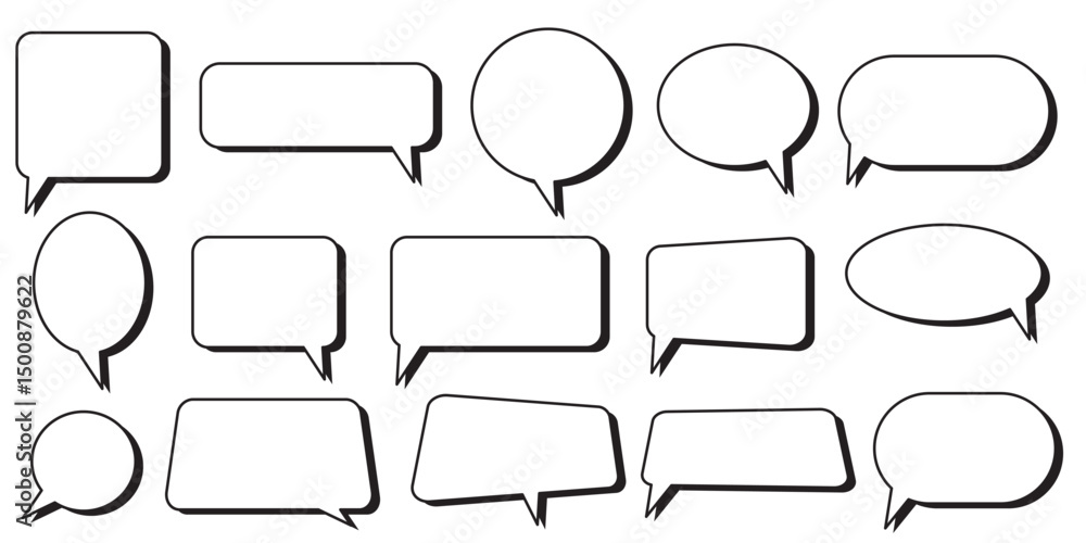 Poster speech bubble shape blank set. simple flat design. text box and message icon collection on a white b