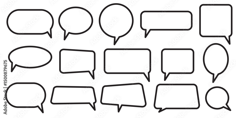 Poster speech bubble shape blank set. simple flat design. text box and message icon collection on a white b