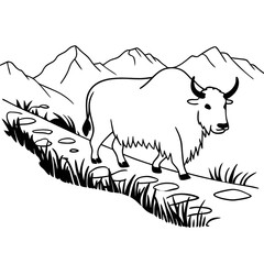 Line art cow