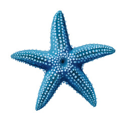 Isolated Blue Starfish with White Dots on White Background Illustration