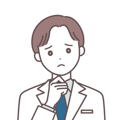 悩む白衣の男性のイラスト