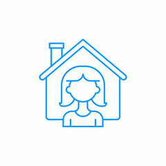 woman inside house icon sign vector