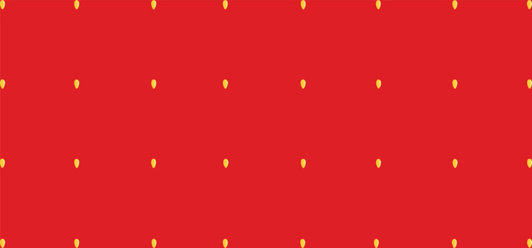 Seamless red strawberry texture with yellow seeds. Vector fruit pattern background.