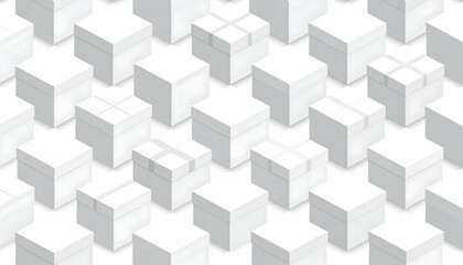 Isometric Pattern of White and Gray Shipping Boxes