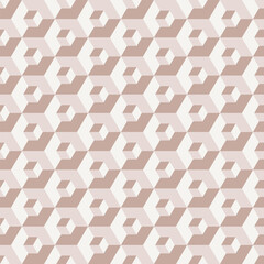 Soft Beige Isometric Geometric Cube Seamless Pattern