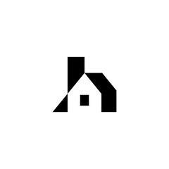Black mark house, home, negative space Logo. Abstract Monogram Logomark for Growing Business, Branding, Identity, Marketing.