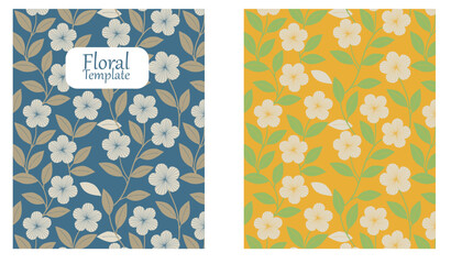 Fototapeta premium Floral pattern, modern style, packaging design, fabric printing, wallpaper, book cover, print media, packaging and accessories. The file can be customized to suit your work.