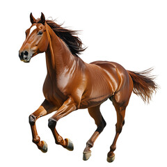 Obraz premium running brown horse isolated on transparent background.
