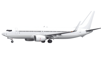 White passenger jet in profile view