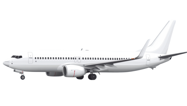 White passenger jet in profile view