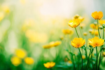 Yellow Flowers in a Green Field