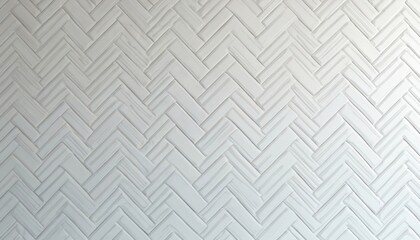 Herringbone pattern white wall texture. Seamless diagonal design, repeating tile wallpaper. Home decor, interior design, background for product presentation. Modern design, elegant finish.