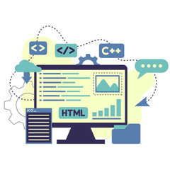 Naklejka premium Software Development Interface Illustration