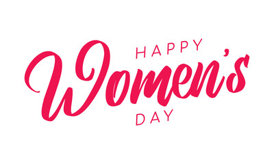 Happy women's day handwritten text holiday calligraphic text for use in greeting card banner poster postcard women's day hand lettering design	