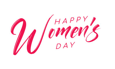 Happy women's day handwritten text holiday calligraphic text for use in greeting card banner poster postcard women's day hand lettering design	