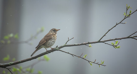 Forest Mist Thrush Bird in Song PNG