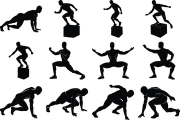 Running Gym Body Pose Vector Bundle Sports Silhouette Illustration Pace.