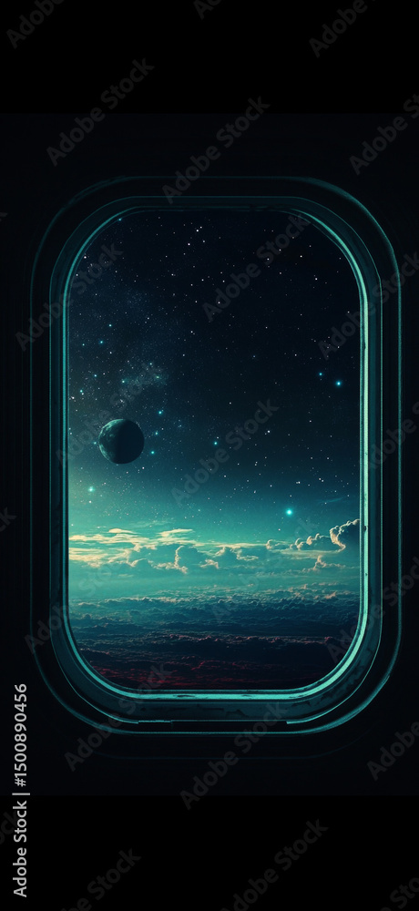 Wall mural cosmic view from an airplane window