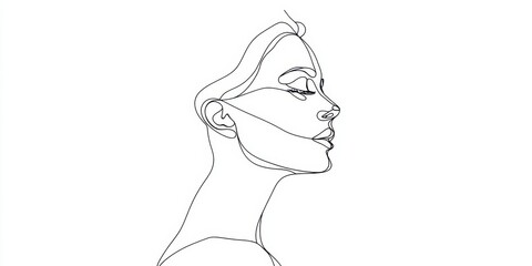 Retrato estilizado de perfil femenino en línea continua