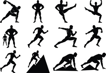 Running Silhouette Vector Set | Athletic Training & Fitness Pose Illustration Pack.