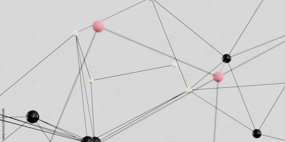 Poster stock photo of an abstract network connection graphic with nodes and lines. ideal for technology, co