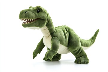 Fototapeta premium plush dinosaur toy green color isolated on white background