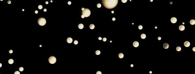 Abstract image of golden pearls floating in space. Perfect for luxury, elegance, or celebration themes.